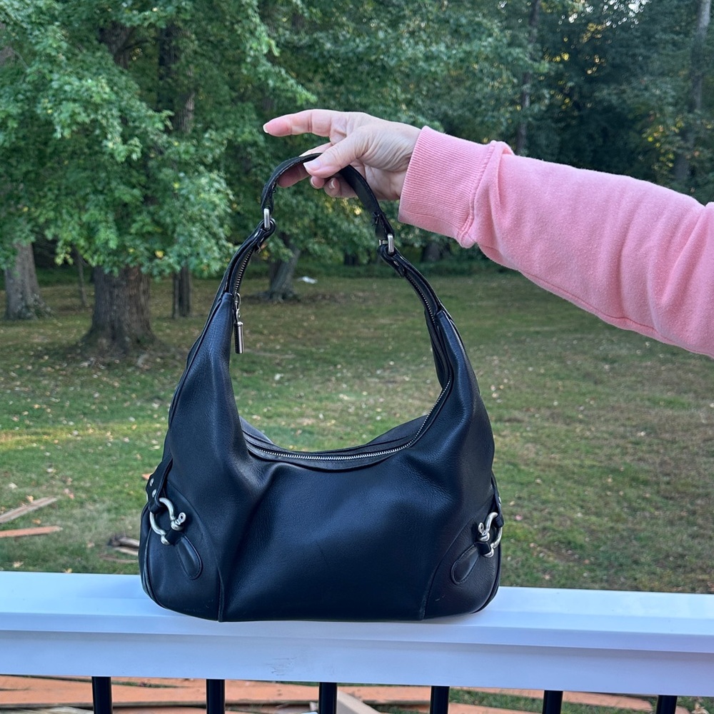 Burberry Black Leather Hobo Bag
